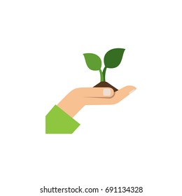 Isolated Plant Flat Icon. Care Vector Element Can Be Used For Plant, Care, Hand Design Concept.