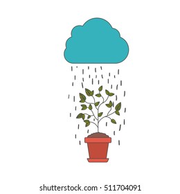 Isolated plant rain and cloud design