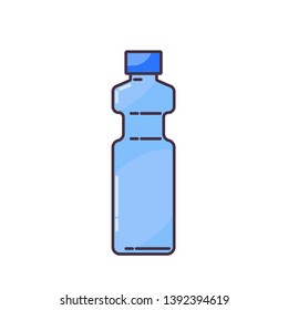 Isolated plastic bottle vector, plastic bottle icon vector drink clean water blue
