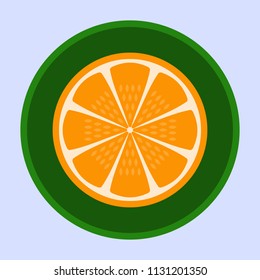 Isolated plate with sliced orange vector illustration