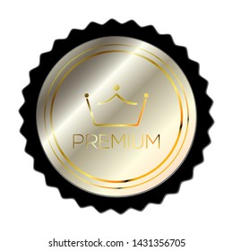 Isolated platinum premium label with a crown icon. High quality banner - Vector
