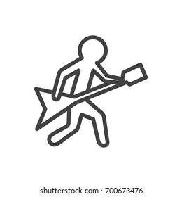 Isolated Playing Outline Symbol On Clean Background. Vector Guitar Element In Trendy Style.