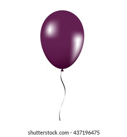 Isolated plum balloon on white background. Vector decoration for birthday party and festival celebration.