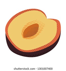 Isolated plum. Halftone style. Vector illustration design