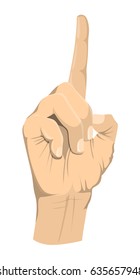 Isolated pointing hand sign on white background.