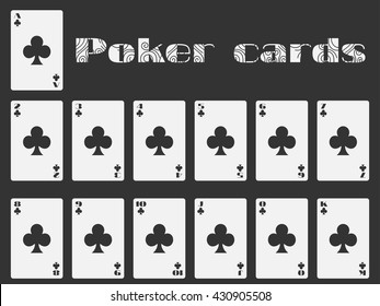 Isolated poker cards. Club suit.