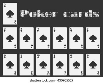 Isolated poker cards. Spades suit.