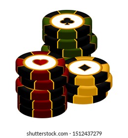 Isolated poker chips on a white background - Vector