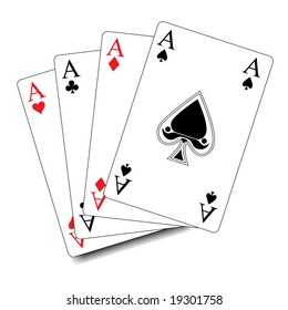 isolated poker playing cards / aces in vector