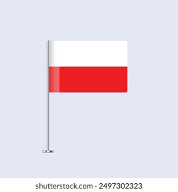 Isolated Poland Table Flag on Pole, Polish Flag Vector Design for Print and Web