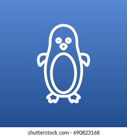 Isolated Polar Bird Outline Symbol On Clean Background. Vector Penguin Element In Trendy Style.