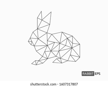 isolated polygon style of rabbit figure  black outline simple linear for background, icons, logo, banner, label etc. flat vector design. 