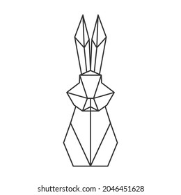 isolated polygon style of rabbit figure black outline simple linear for background, icons, logo, banner, label etc