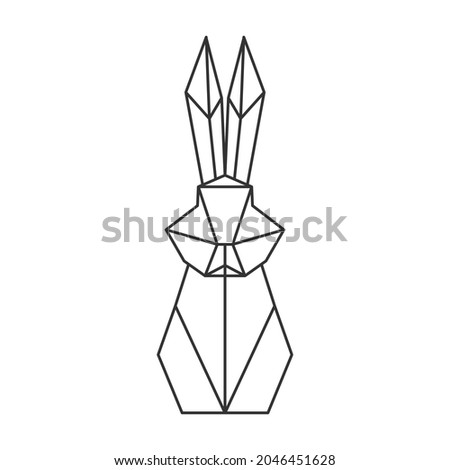 isolated polygon style of rabbit figure black outline simple linear for background, icons, logo, banner, label etc