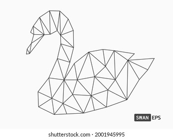 isolated polygon style of swan figure  black outline simple linear for background, icons, logo, banner, label etc. flat vector design. 