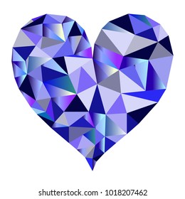 Isolated polygonal heart in blue tones - Eps10 vector graphics and illustration