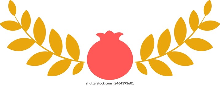 Isolated pomeganate and floral branches