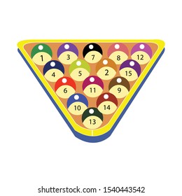Isolated pool balls in a triangle on white