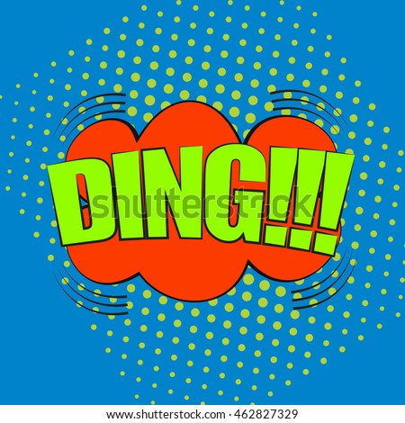 Isolated pop art Ding on a colored background, vector
