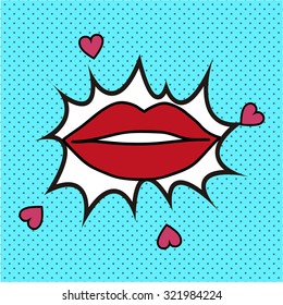 Isolated pop art expression on a colored background