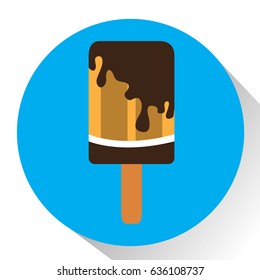 Isolated popsicle on a colored button, Vector illustration