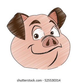 Isolated pork cartoon design