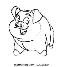 Isolated pork cartoon design