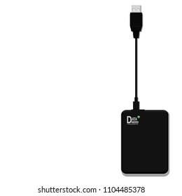Isolated portable hard drive on transparent background