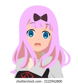 Retrato aislado de carácter anime. Ilustración plana vectorial.