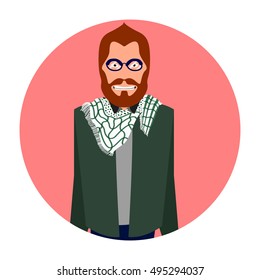 Isolated portrait of a hipster, Vector illustration