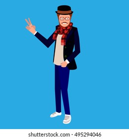 Isolated portrait of a hipster, Vector illustration