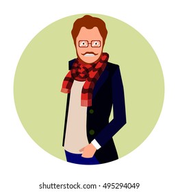 Isolated portrait of a hipster, Vector illustration