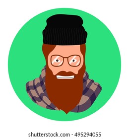 Isolated portrait of a hipster, Vector illustration