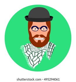 Isolated portrait of a hipster, Vector illustration