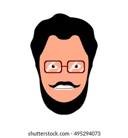 Isolated portrait of a hipster, Vector illustration