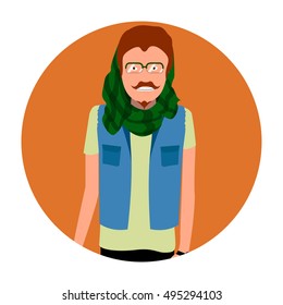 Isolated portrait of a hipster, Vector illustration