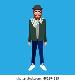 Isolated portrait of a hipster, Vector illustration