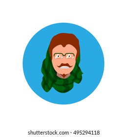 Isolated portrait of a hipster, Vector illustration