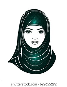 Isolated portrait of Islamic woman in the Muslim hijab