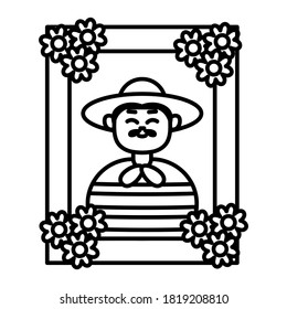 Isolated portrait of traditional mexican man - Vector