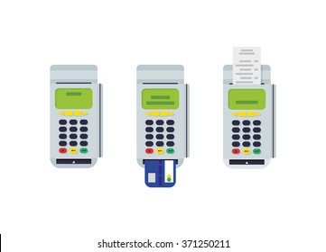 Isolated POS terminal with credit card and check.