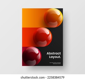 Isolated postcard A4 design vector template. Fresh 3D balls brochure layout.