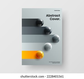 Isolated postcard vector design layout. Fresh 3D balls corporate identity illustration.