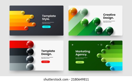 Isolated poster design vector layout composition. Geometric 3D spheres handbill template collection.