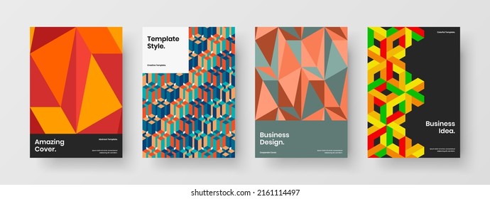 Isolated poster vector design illustration bundle. Abstract mosaic shapes handbill layout collection.