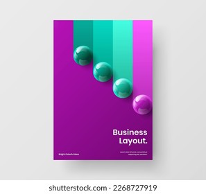 Isolated poster vector design layout. Original realistic spheres book cover illustration.