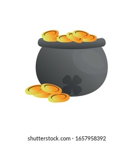 Isolated pot with golden coins. Saint patricks day - Vector