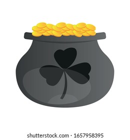 Isolated pot with golden coins. Saint patricks day - Vector