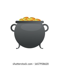 Isolated pot with golden coins. Saint patricks day - Vector