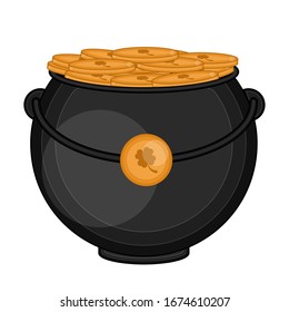 Isolated pot with golden coins. Saint patrick icons - Vector